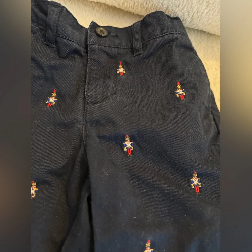 Ralph Lauren Baby Boys Nutcracker Pants‎ 9M Navy Holiday Embroidered
